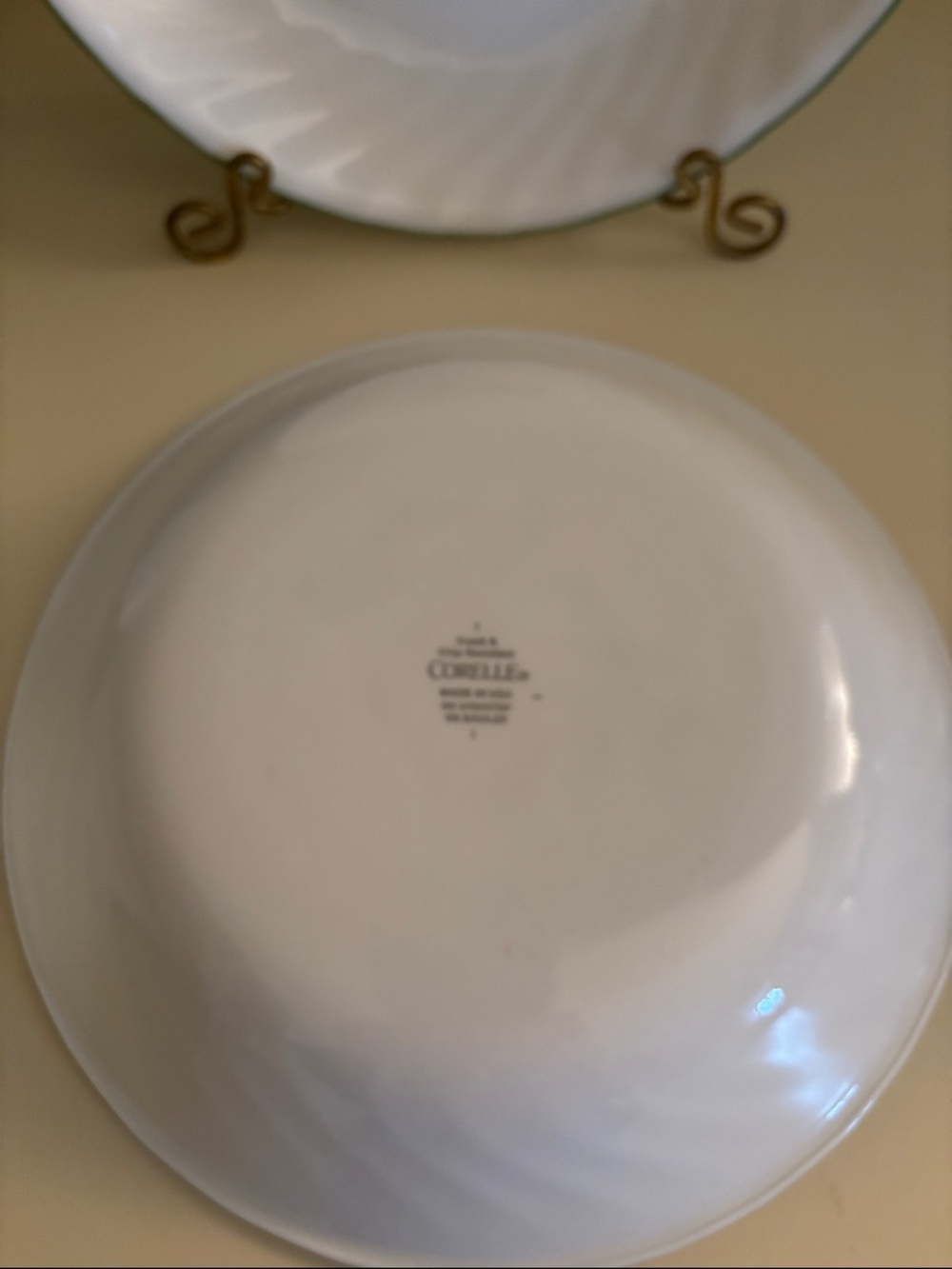 Vintage Corelle Chutney 2 Pasta Fruit Design & 4 Green Rim Soup Bowls & 4Saucers - Picture 9 of 9
